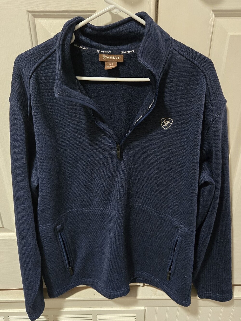 Ariat Men's Long Sleeve Navy Half-Zip Pullover, Size L